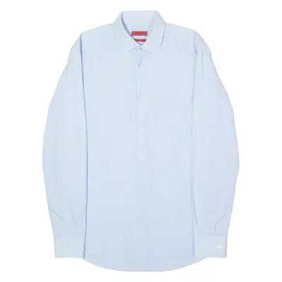 HUGO Jenno Slim Fit Mens Flannel Shirt Blue Long Sleeve S