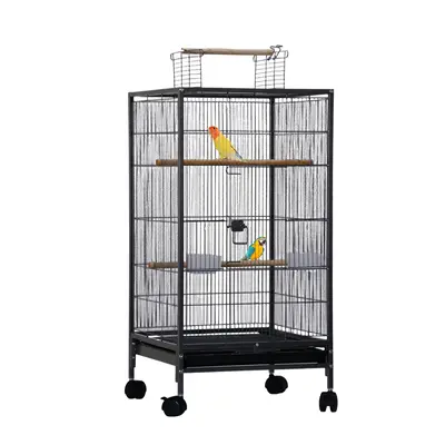 Garvee Spacious Metal Bird Cage with Open Play Top – Large Parrot Cage on Rolling Stand – Easy-Clean Slide-Out Tray – I...