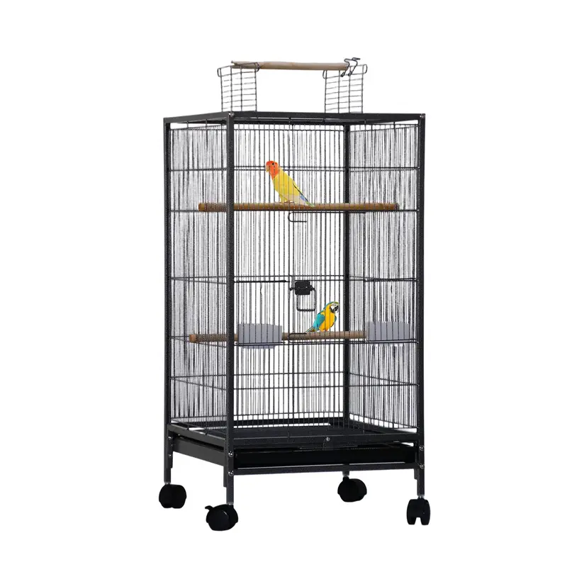 Garvee Spacious Metal Bird Cage with Open Play Top – Large Parrot Cage on Rolling Stand – Easy-Clean Slide-Out Tray – I...