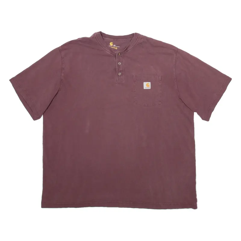 CARHARTT Mens T-Shirt Brown Button Neck 2XL