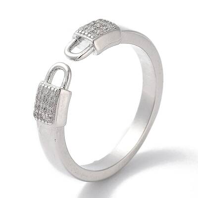 Brass Micro Pave Cubic Zirconia Cuff Rings