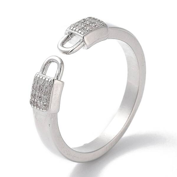 Brass Micro Pave Cubic Zirconia Cuff Rings