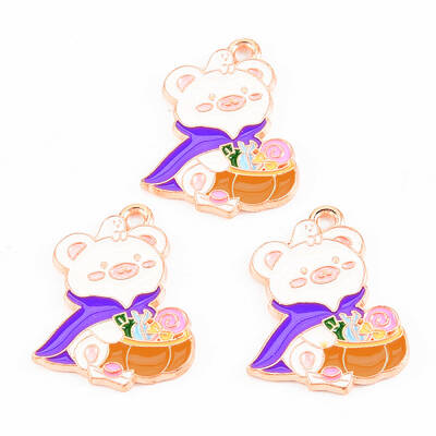 Light Gold Tone Alloy Enamel Pendants