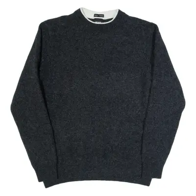 BOSS HUGO BOSS Mens Jumper Grey High Neck Tight Knit Wool M