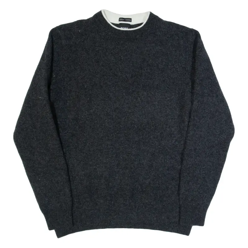 BOSS HUGO BOSS Mens Jumper Grey High Neck Tight Knit Wool M
