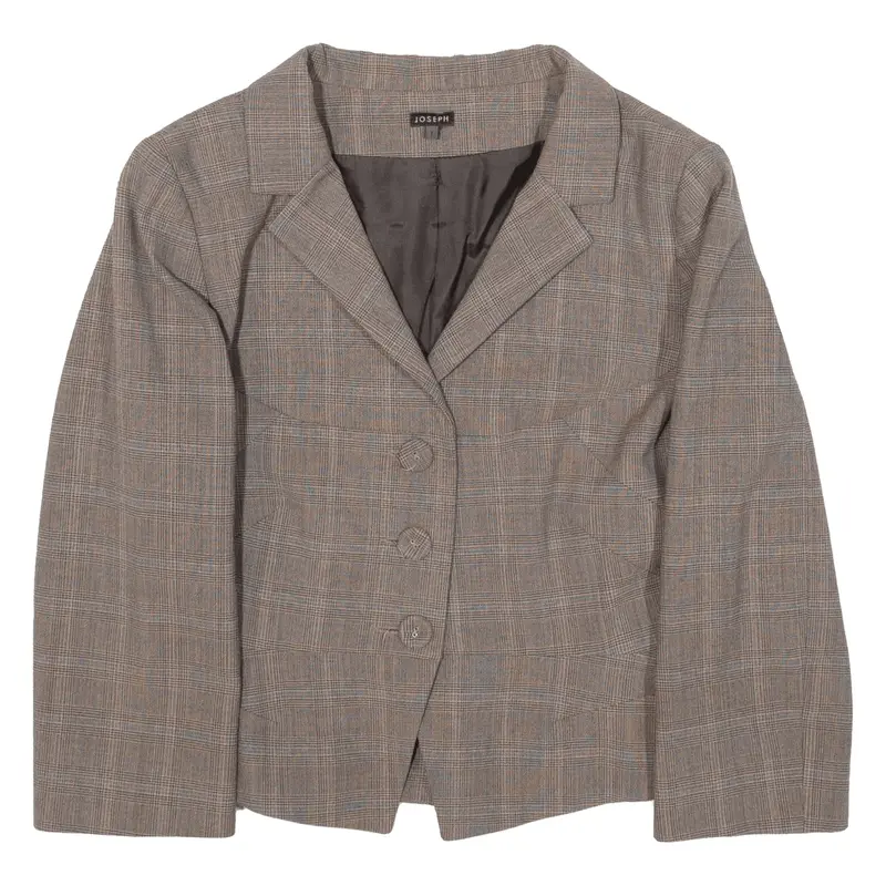 JOSEPH Blazer Jacket Brown Wool Check Womens XS