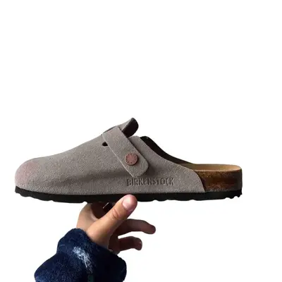 Clogs Suede Leather Mules for Women & Men – Closed Toe Sandals with Supportive Footbed