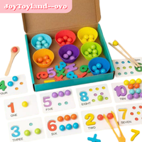 Wooden Number Counting Set with Colorful Beads & Clips, Math Toy for Kids, Boost Arithmetic Skills, Spelling Board Included, ...