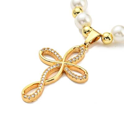 Cubic Zirconia and Rhinestone Flower Pendant Necklace