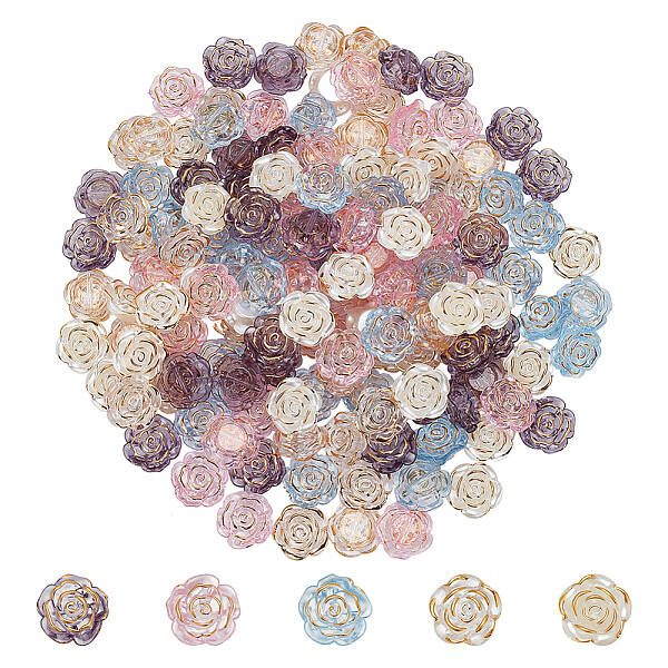 150Pcs 5 Colors Transparent Acrylic Beads