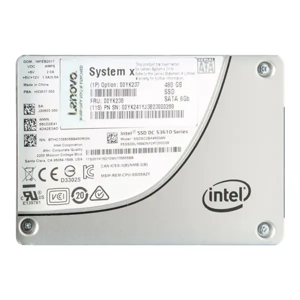 00YK238 Lenovo 480GB Multi-Level Cell SATA 6Gb/s Hot-Swappable 3.5-Inch Solid State Drive for x3250 M6