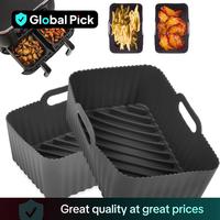 Father's Day Gifts, Rectangle Air Fryer Silicone Pot, Reusable Air Fryers Liners, Oven Baking Tray, Household Kitchen Air Fr...