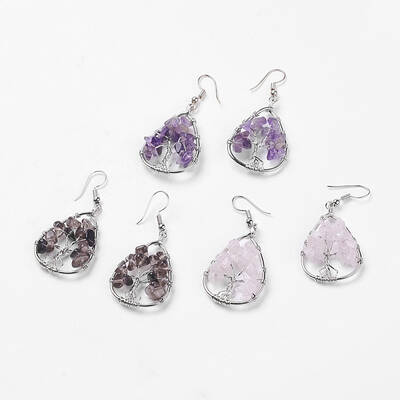 Natural Gemstone Dangle Earrings