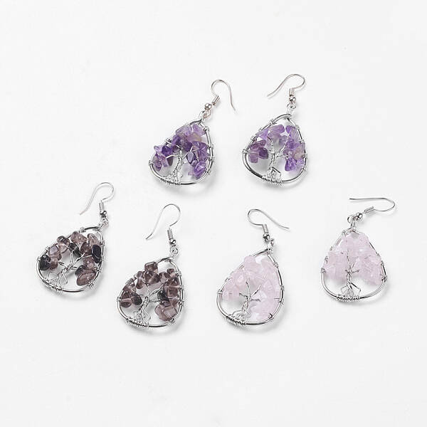 Natural Gemstone Dangle Earrings