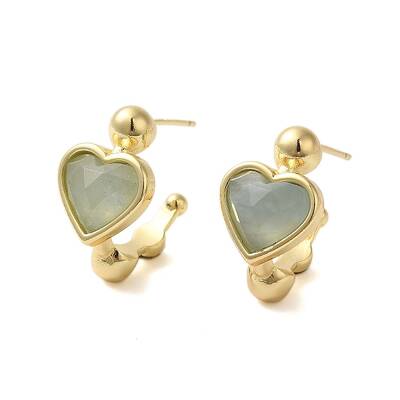 Natural Aquamarine Heart Stud Earrings