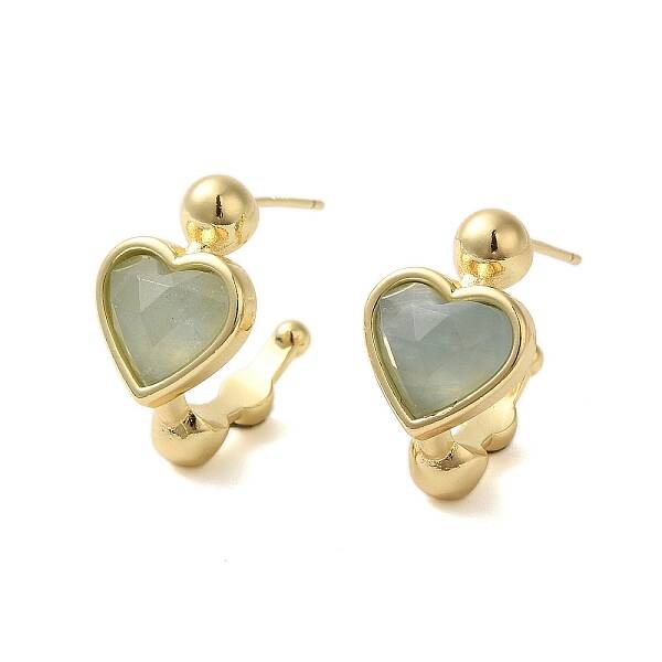 Natural Aquamarine Heart Stud Earrings