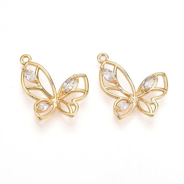 Brass Micro Pave Cubic Zirconia Pendants