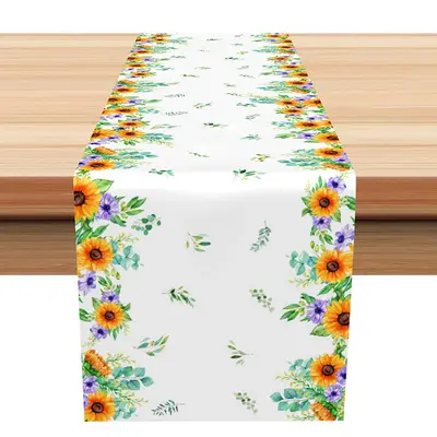 Lovely Sunflower Leaves Simple Summer Table Runner - Aperturee