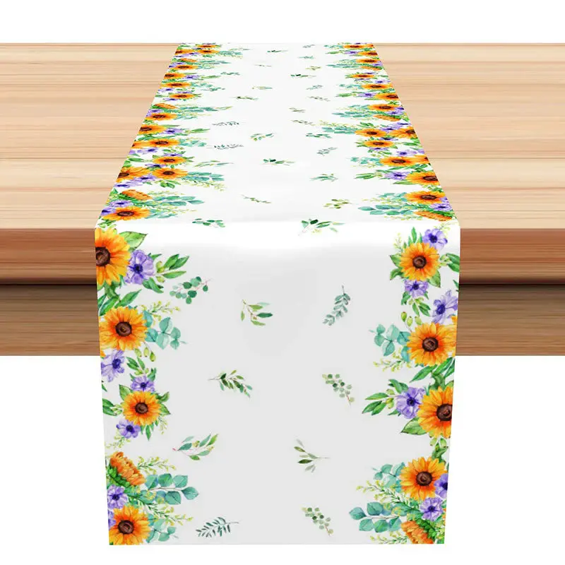 Lovely Sunflower Leaves Simple Summer Table Runner - Aperturee