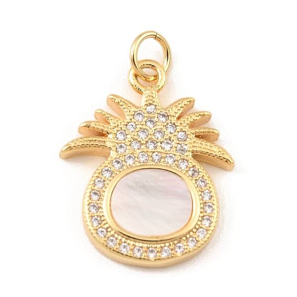 Brass Cubic Zirconia with Shell Pendants
