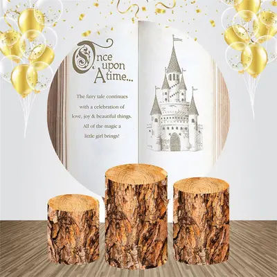 Fairy Book Castle Wood Circle Birthday Backdrop Kit - Aperturee