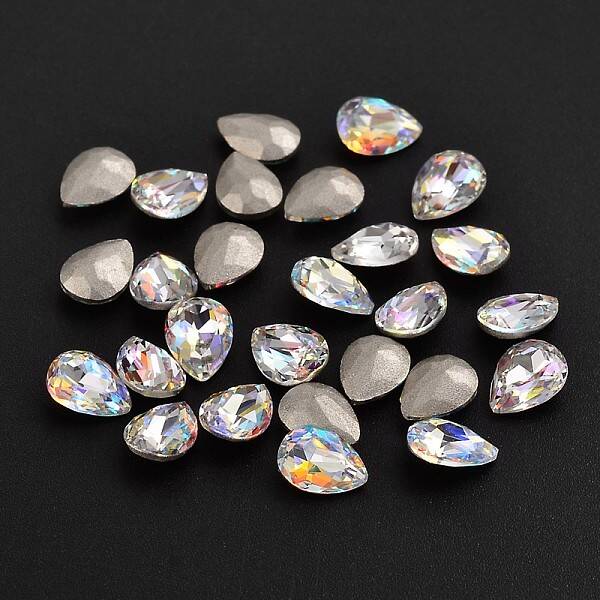 Faceted Teardrop K9 Glass Rhinestone Cabochon