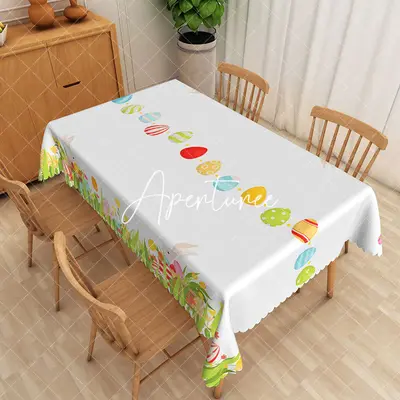 Aperturee Cute Easter Eggs Rectangle Tablecloth For Picnic Decor, 52 x 70 inch, 30.82 USD, rectangle tablecloths, ZJY04973-A