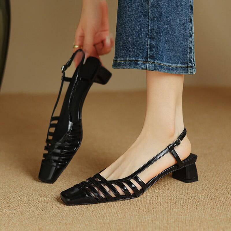 CHIKO Tinsley Square Toe Block Heels Slingback Shoes