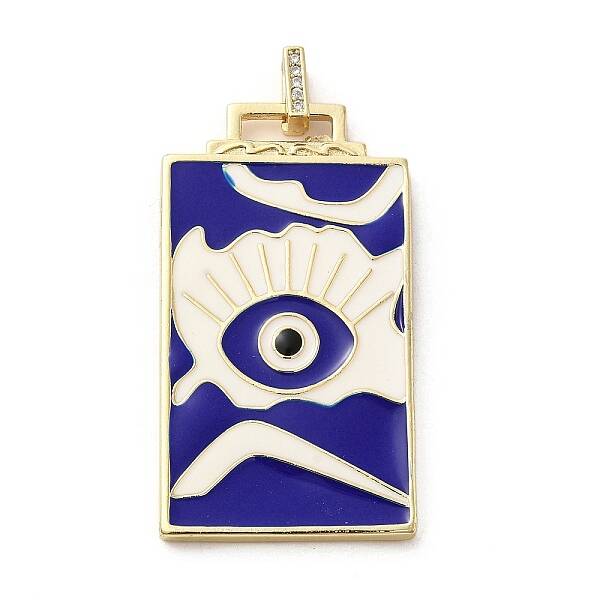 Brass Micro Pave Cubic Zirconia Pendant with Enamel