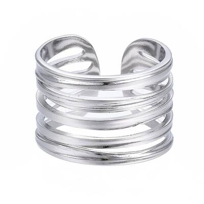 Non-Tarnish 304 Stainless Steel Multi-string Open Cuff Ring