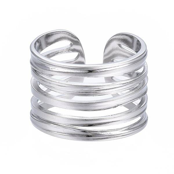Non-Tarnish 304 Stainless Steel Multi-string Open Cuff Ring