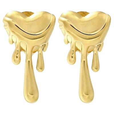 Ion Plating(IP) 304 Stainless Steel Heart Stud Earrings