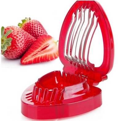 Red Strawberry Slicer Plastic Fruit Carving Tools Salad Cutter Berry Strawberry Cake Decoration Cutter Kitchen Gadgets | Colo...