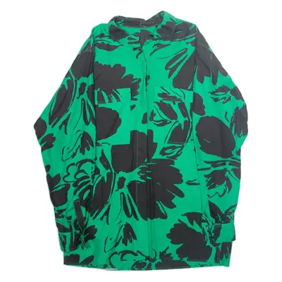 HANS ERAS Womens Printed Shirt Green Collared Long Sleeve Silk Crazy Pattern S