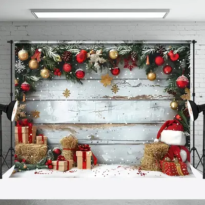Aperturee Red Ball Decoration Christmas Photography Backdrop - Aperturee
