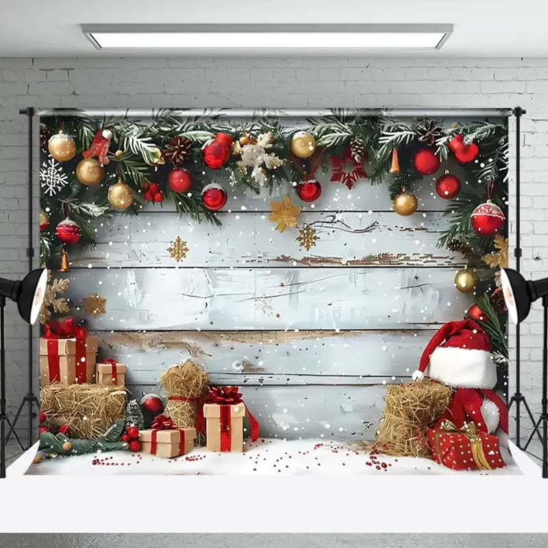 Aperturee Red Ball Decoration Christmas Photography Backdrop - Aperturee