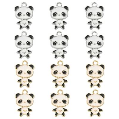 12Pcs 2 Colors Alloy Enamel Pendants