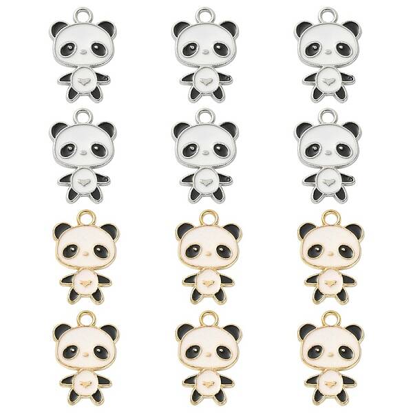 12Pcs 2 Colors Alloy Enamel Pendants