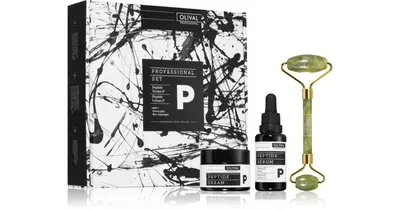 Olival Professional P facial care kit against signs of aging anti-aging serum 30 ml + face cream with peptides 50 ml + massag...