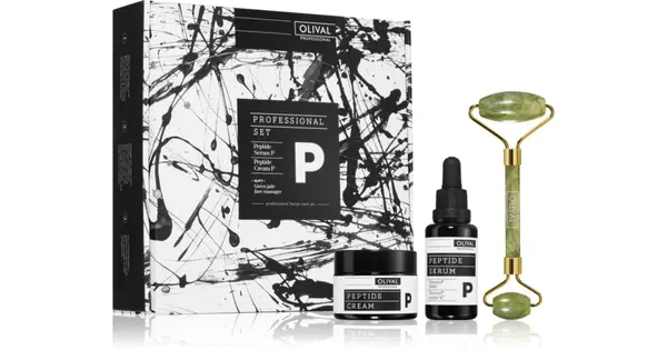 Olival Professional P facial care kit against signs of aging anti-aging serum 30 ml + face cream with peptides 50 ml + massag...