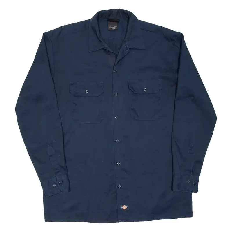 DICKIES Mens Worker Shirt Blue Long Sleeve L