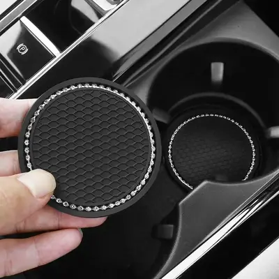 Rhinestone Decorative Car Cup Holder Coaster for Fall Gift, Anti-slip Car Cup Holder Pad, Car Interior Accessories for Women ...