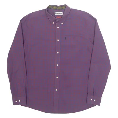 BARBOUR Slim Fit Mens Shirt Purple Check Long Sleeve XL