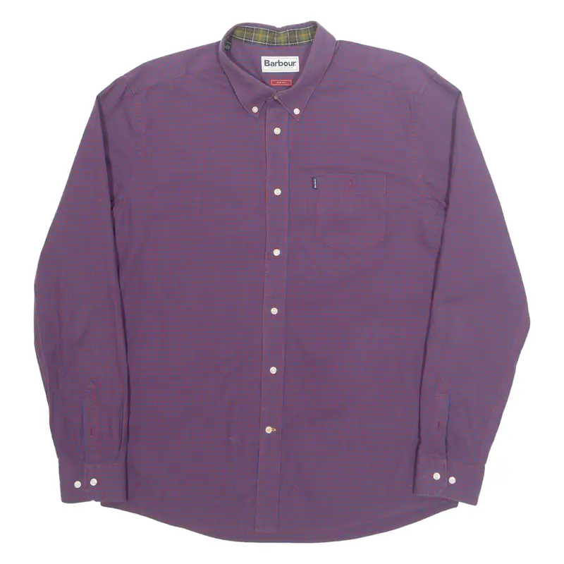 BARBOUR Slim Fit Mens Shirt Purple Check Long Sleeve XL