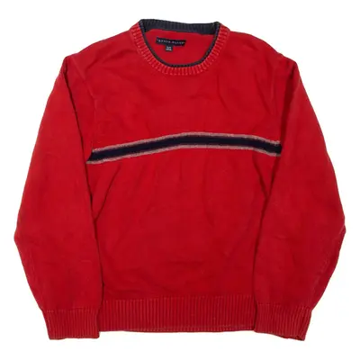 TOMMY HILFIGER Mens Jumper Red Tight Knit XL