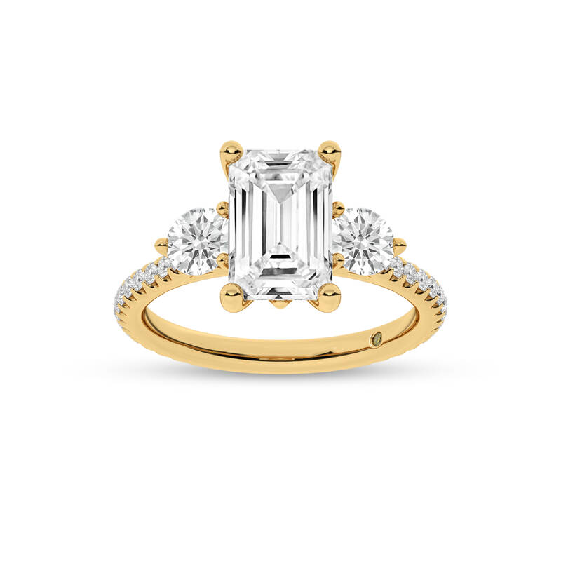 Zephyr Three Quarter Coverage Emerald Cut Lab Grown Diamond Engagement Ring | 18K Yellow Gold 4 1/6 CT. TW.