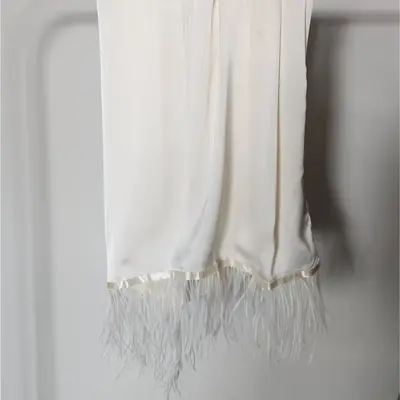 Feather Embellished Hijab - Ivory