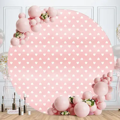 Aperturee Pink Hot Air Ballons Round Birthday Backdrop | Custom Circle Backdrop Birthday | Round Party Backdrop | Round Backd...