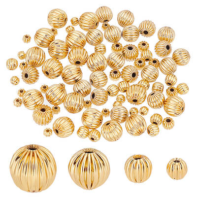 80Pcs 4 Style Brass Groove Bead