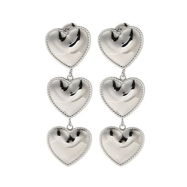 304 Stainless Steel Heart Dangle Stud Earrings for Women